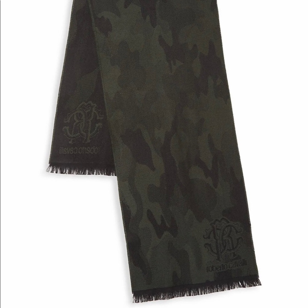 Roberto Cavalli Wool Blend Camo Scarf